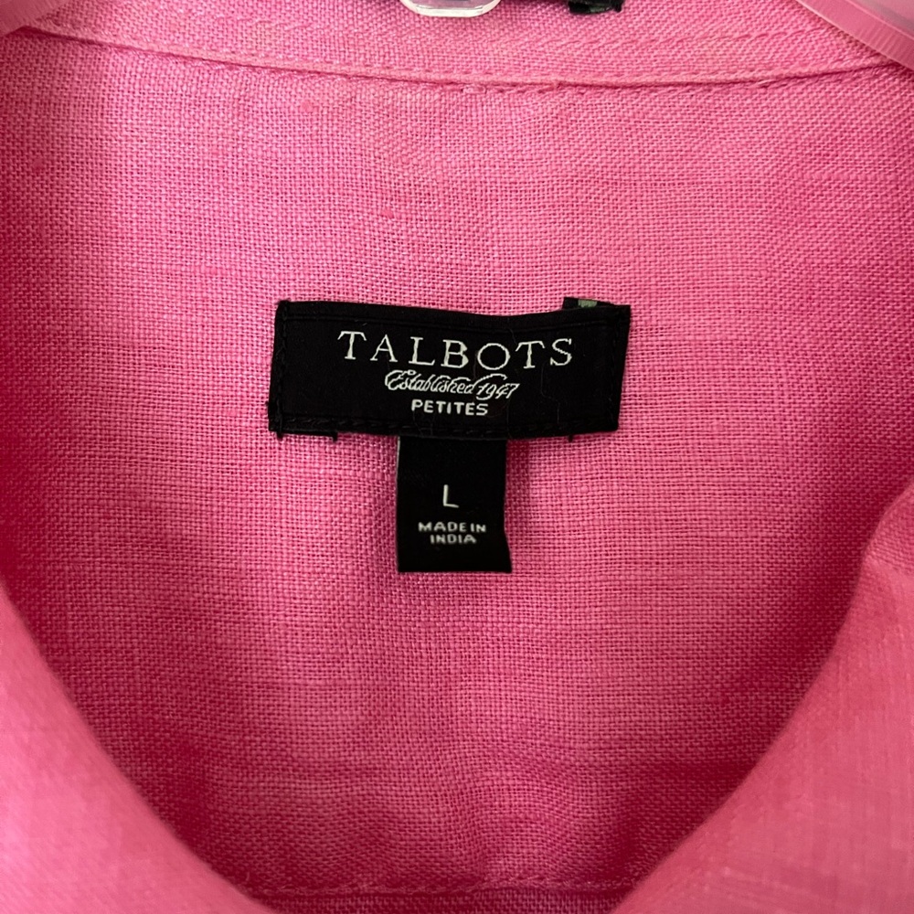 Talbots Pink Linen Top - Picture 2 of 5